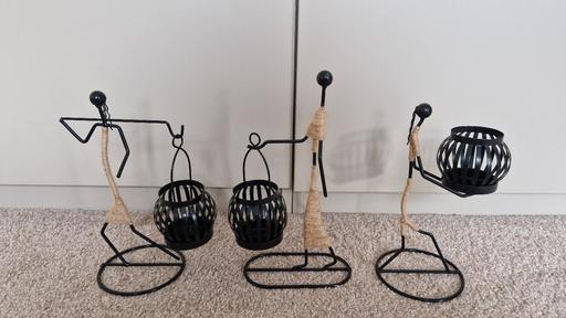  — Black Candle Holder Figurines Set of 3