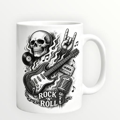  — New 11oz sublimation rock n roll skull mug