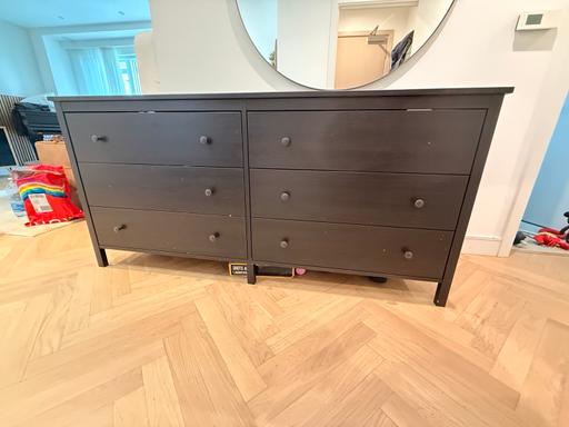  — Black/Brown Six-Drawer Dresser