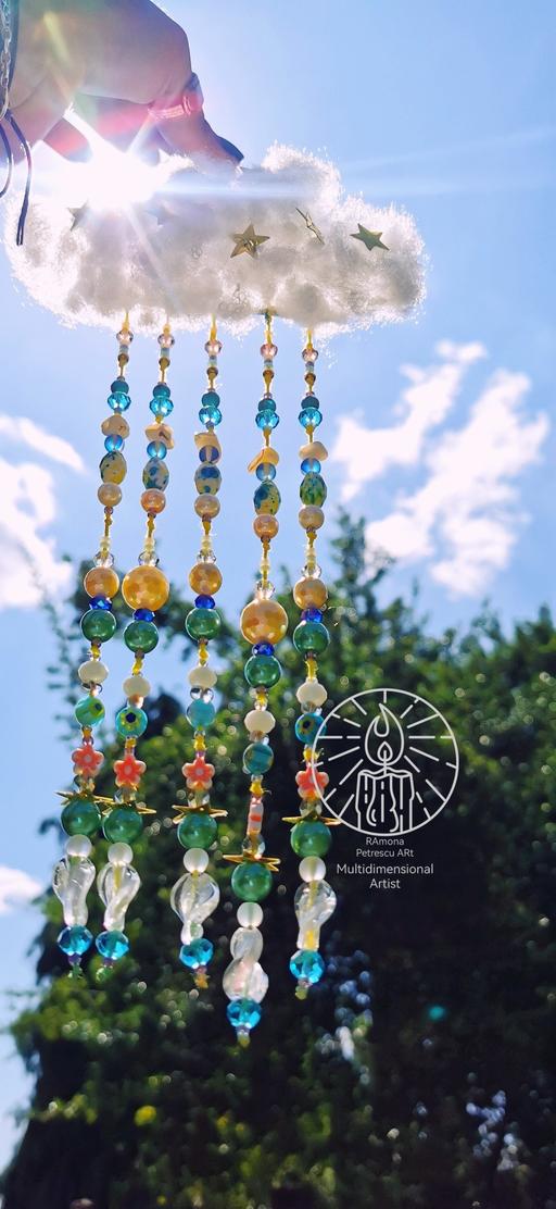  — 🌤️Sunflower Shell Turquise Cloud Suncatcher