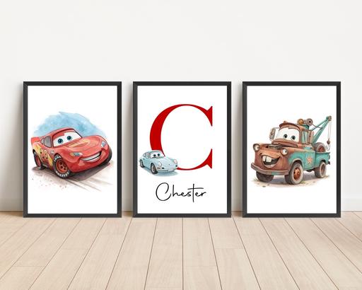  — Personalised cars Pixar prints A4 UNFRAMED