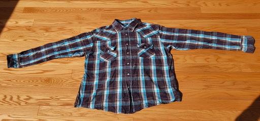  — Cargo Quay Brown/Blue Long Sleeve Check Shirt