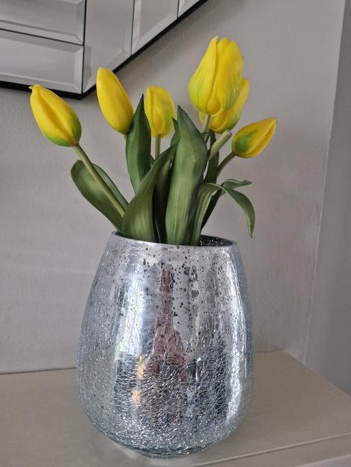  — Silver vase/new TK max flowers