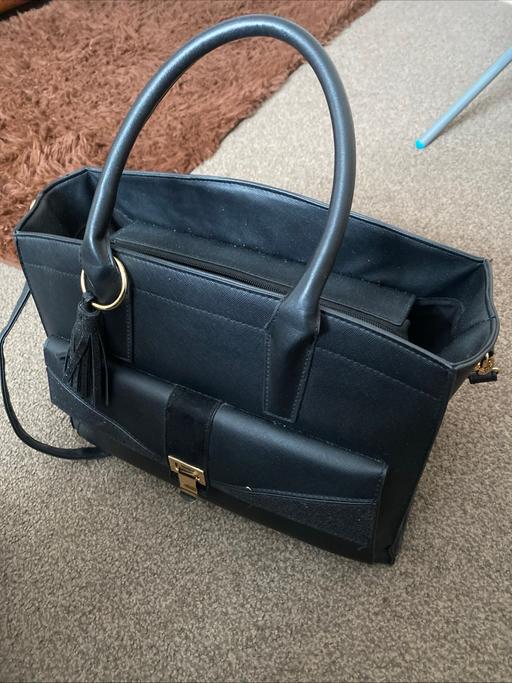  — Peacocks black Faux Leather Tassel Bag