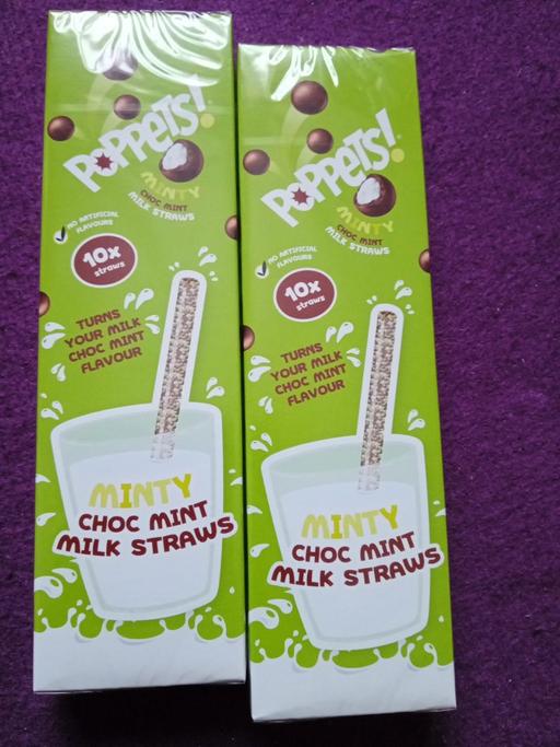  — 2 brand new CHOC MINT MILK STRAWS