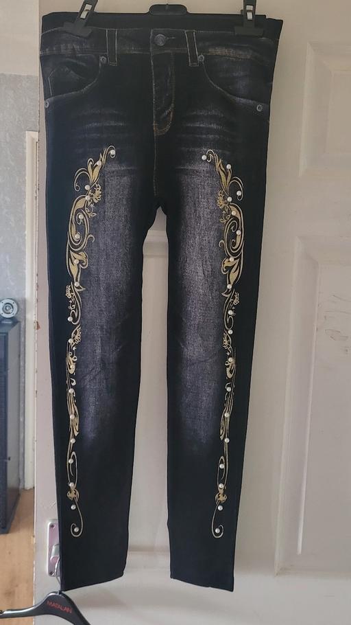  — black faux denim jeggings
