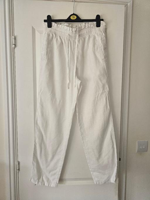  — F&F white linen look bottom's - uk10