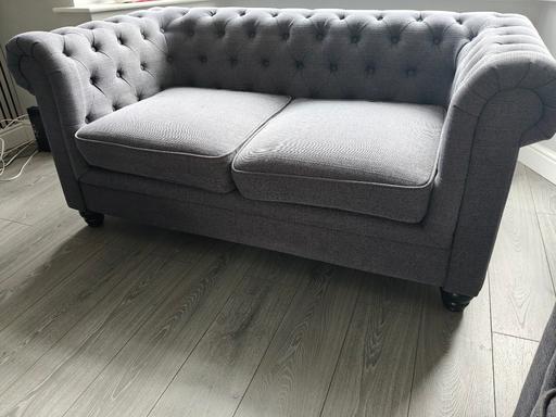  — Used Grey Chesterfield Sofas