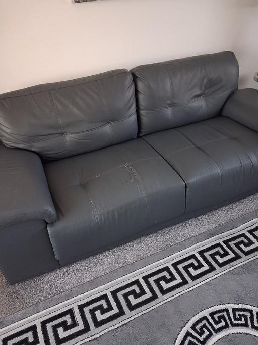 — 3 Seater Sofa Grey Faux Leather