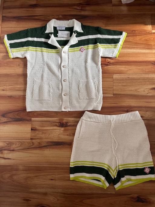  — Green and White Casablanca short set