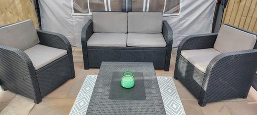 — garden furniture black with grey cushions