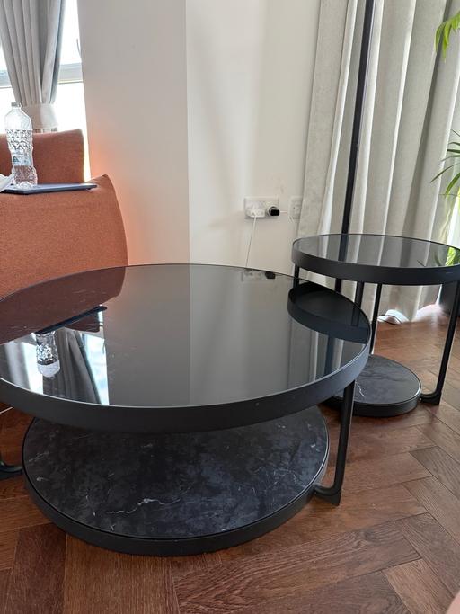  — Glass coffee table/ side table set of 2