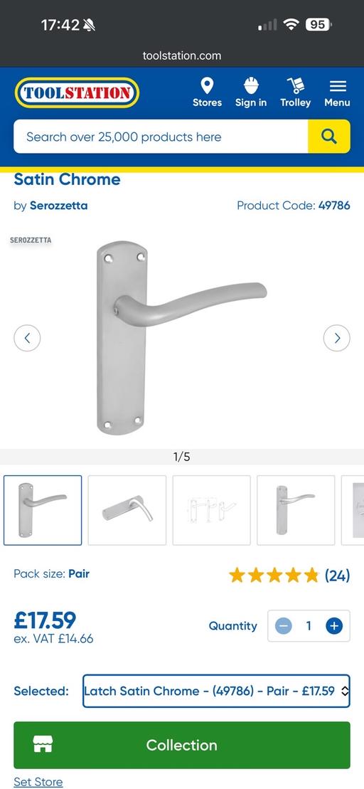  — Serozzetta Cuatro Door Handles Latch Satin