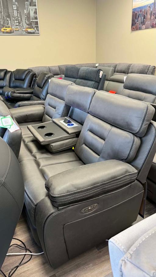  — Grey fabric 3+2 power recliner sofa set
