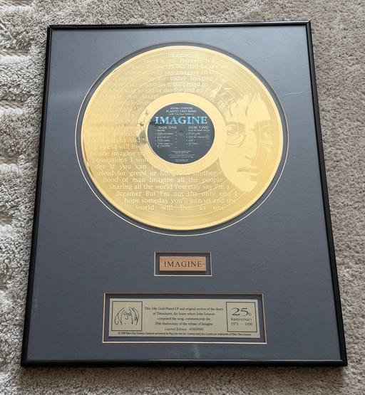  — John Lennon Imagine 24ct Gold Disk certified