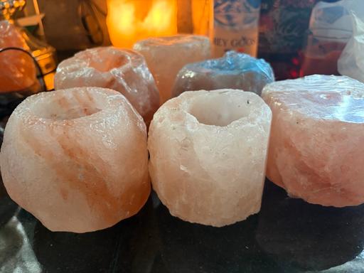  — 6 x salt rock tea light holders