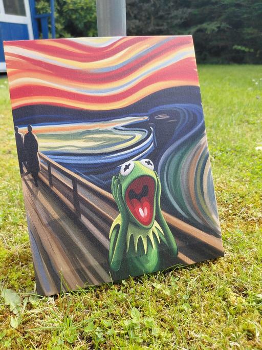  — "The Scream" Framed Canvas - Kermit The Frog