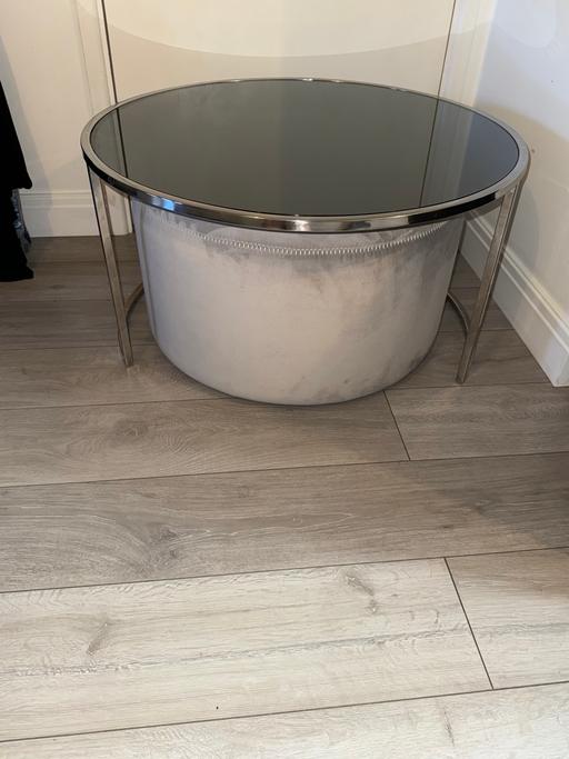  — Round glass coffee  table with foot stool