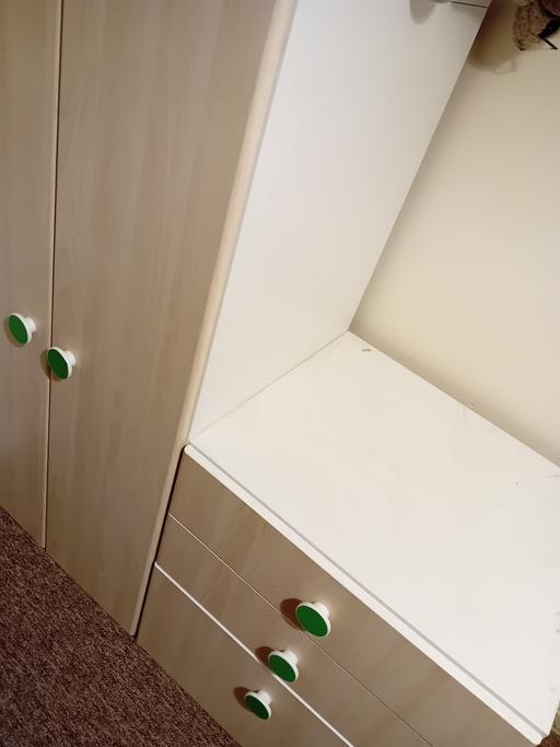  — IKEA bed, wardrobe and chest of drawers.