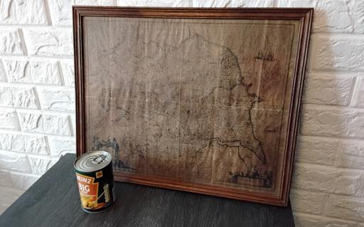  — very old antique map framed 50 x 40 cms