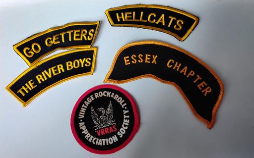  — vintage sew on patches biker 60s music etc