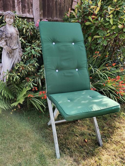  — 6 High back garden chair cushions.