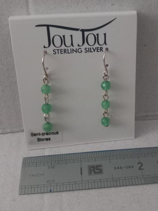  — Jou Jou sterling silver jade earrings