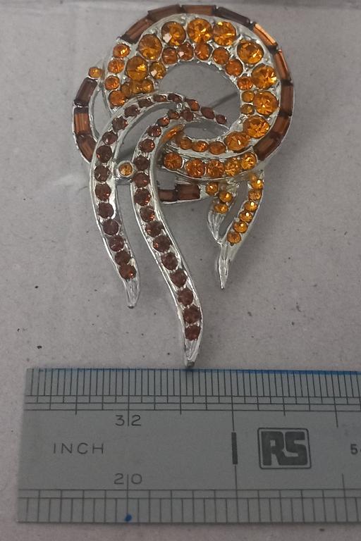  — Modern citrine Rhinestone brooch