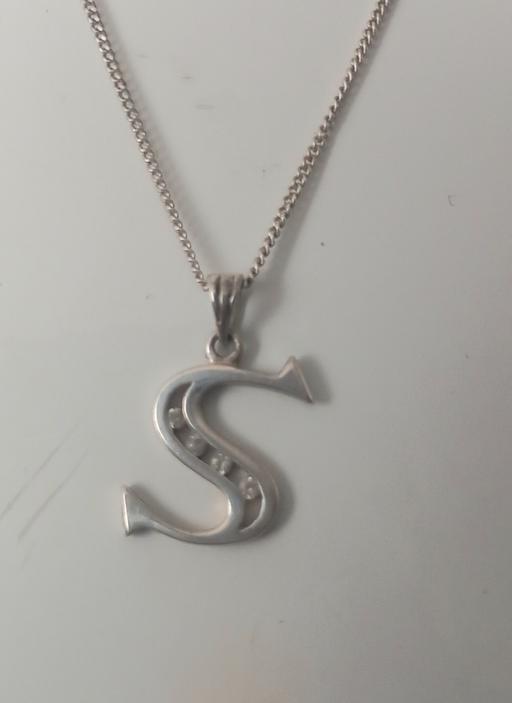  — Sterling silver gemstone initial s pendant