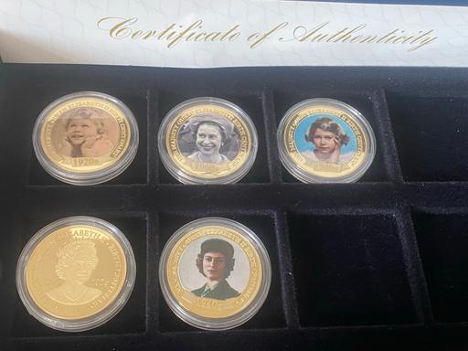  — 5x queens centenary 24ct gold plate coins