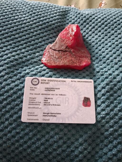  — rough uncut natural red ruby