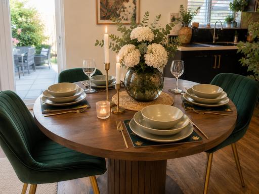  — Round Piano Wood Dining Table