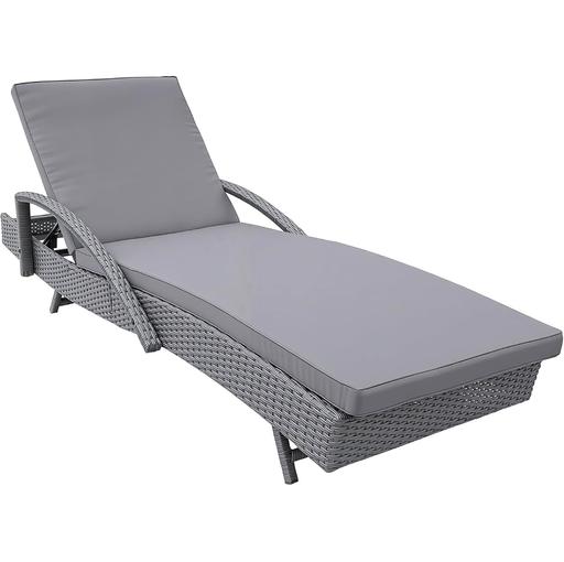  — Outdoor Rattan Sun Lounger, Ergonomic Recline