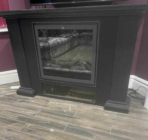  — marble fireplace with integrated tv stand