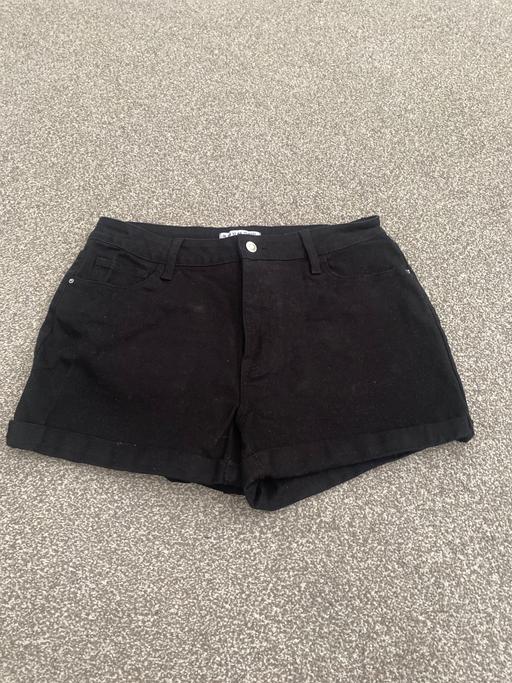  — Ladies black denim shorts 16
