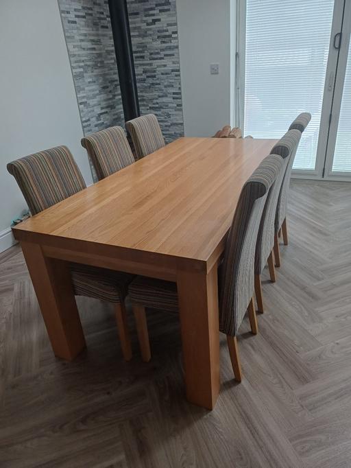  — Solid Oak table with 6 chairs.6 foot x 3 foot