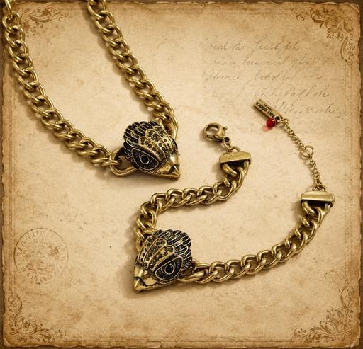  — Vintage Gold Eagle Necklace & Bracelet Set