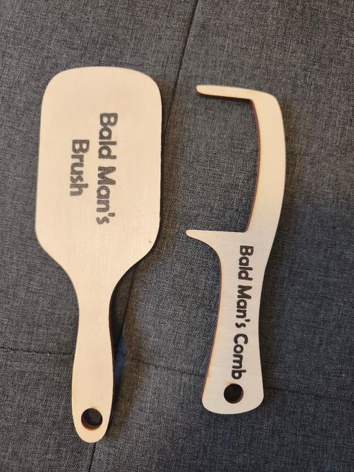 — Funny Wooden Bald Man's Brush and Comb Set