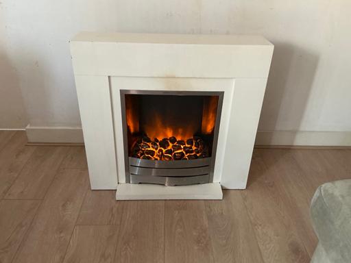  — Modern White Electric Fireplace