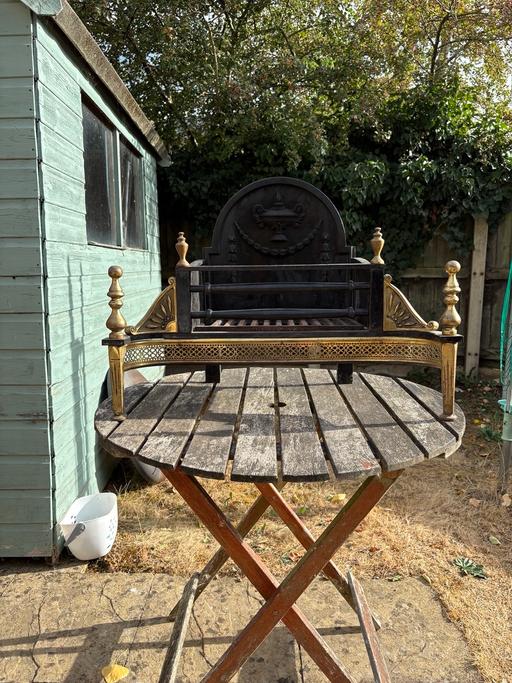  — Antique Bow Front Cast Iron Fireplace Grate