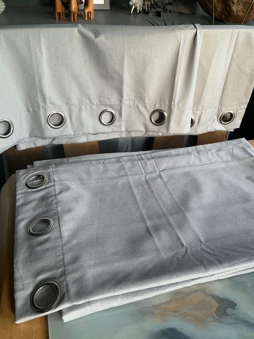 — Hardly used two pairs of eyelet grey curtains