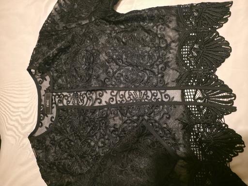  — Black embroidered and lace cover up. Size sma