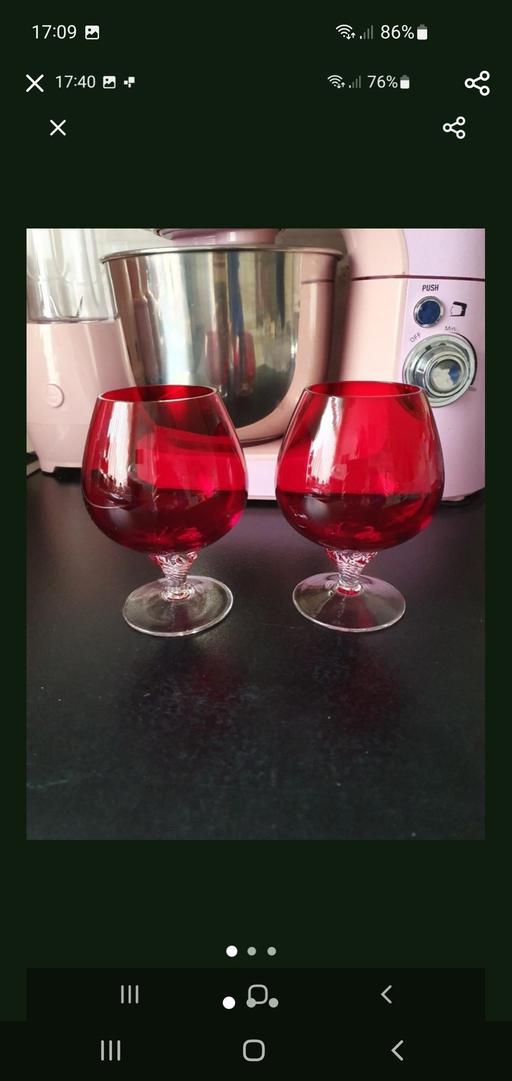  — pair vintage 1970s Ruby brandy glasses