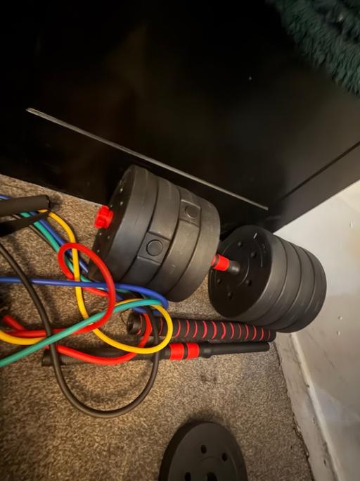  — Adjustable dumbbell  with weights and band