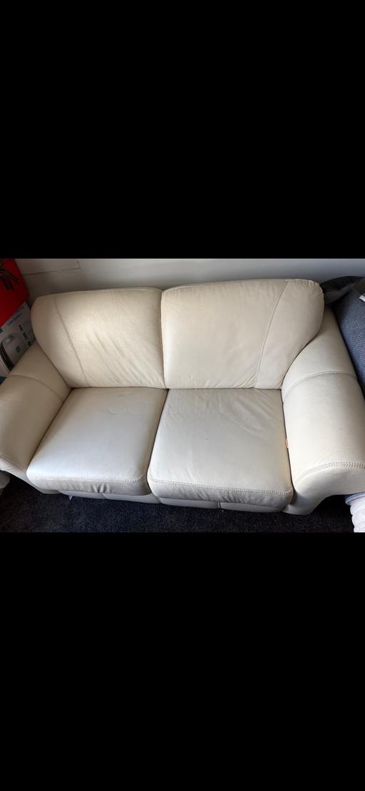  — White leather sofa 2 seater