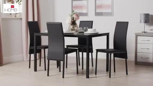  — Lido Glass Dining Table & 4 Chairs - Black