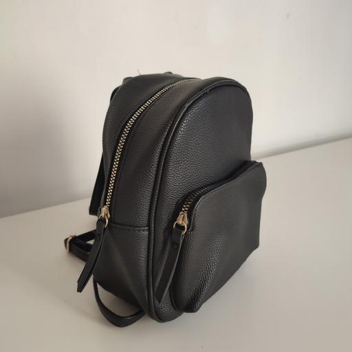  — Black Faux-Leather Mini Backpack