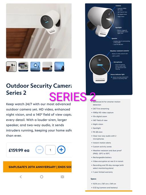 — simplisafe Outdoor camera