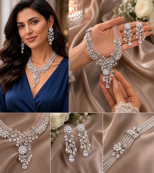  — Ad crystals necklace earrings jewellery set