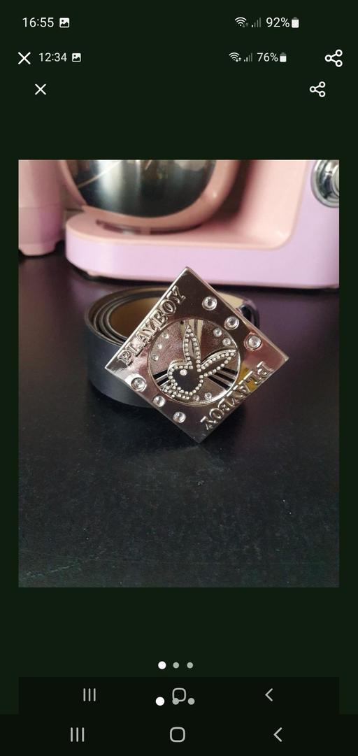  — ladies black playboy belt NEW